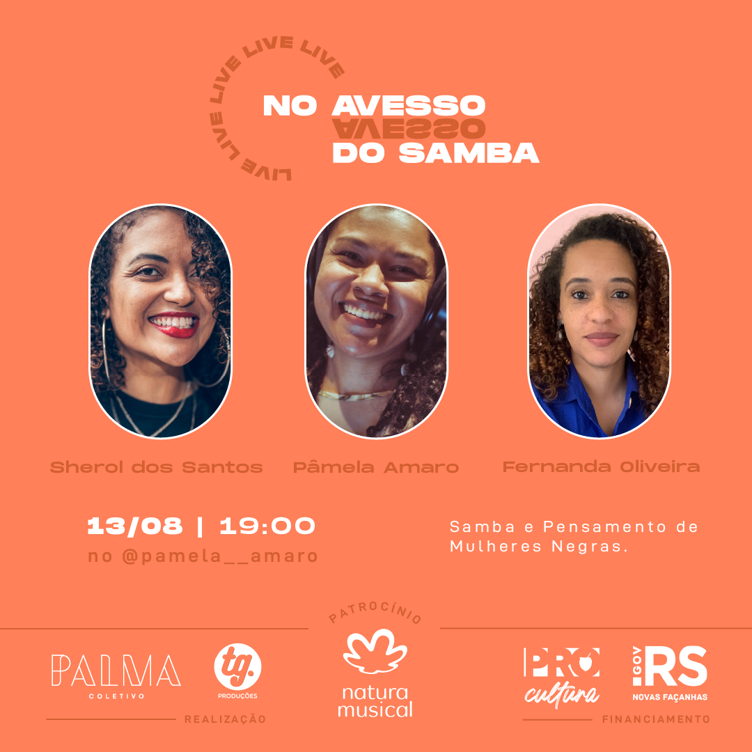 Pâmela Amaro e convidadas falam de samba e pensamento de mulheres negras no dia 13/08